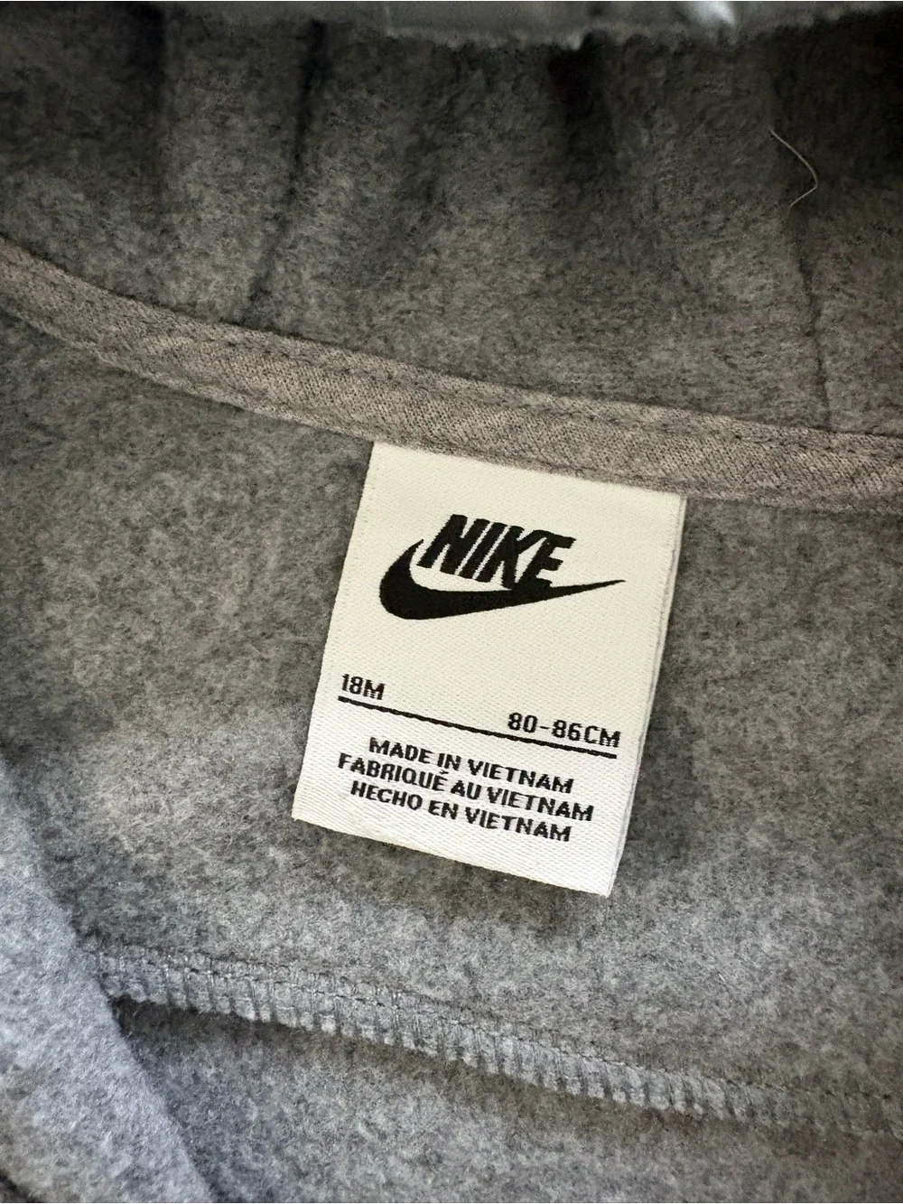 Nike Gray Hooded Fleece Jacket for baby 18 month old - Picture 3 of 3